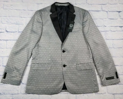 Vince Camuto PARA HOMBRES 42R Negro Plata Patrón Calce Ajustado Chaqueta de Noche Abrigo Deportivo  Foto 1 de 4
