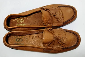 Mocasines vintage Dexter de cuero tostado con borla sin usar, en caja, punta para mujer 9M - Imagen 1 de 8