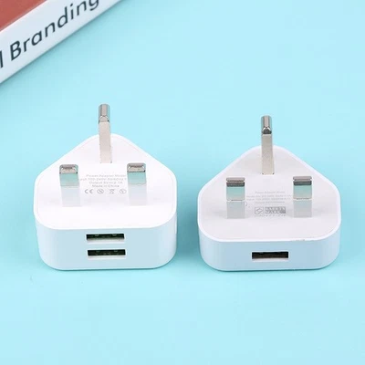 UK Mains 3 Pin Plug Adapter Wall Charger 1/2/3-Port Dual USB For Phones Tablets - Image 1 of 4