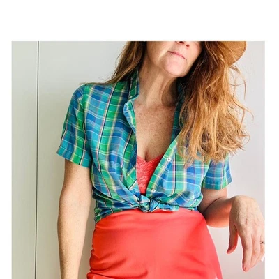 Vintage Blouse Plaid Womens Size Small Summer Vibes Cotton Twee Prep - Image 1 of 4
