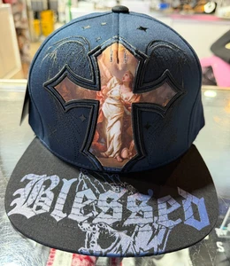 Blessed Hat Cap Religious Cross Angel Cream Navy Black Snapback Snap Back - Picture 1 of 5