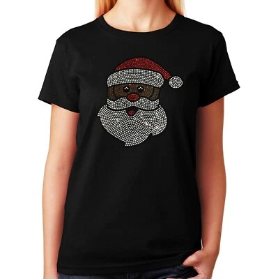 Camiseta para mujer/unisex estrás "Papá Noel afroamericano" en talla pequeña - 3XL Foto 1 de 2