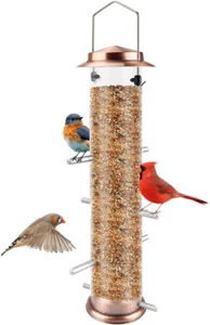 Mangiatoia per uccelli Finch Mangiatoia per semi di cardo in metallo da appendere con 8 porte di alimentazione Nyger S - Foto 1 di 12