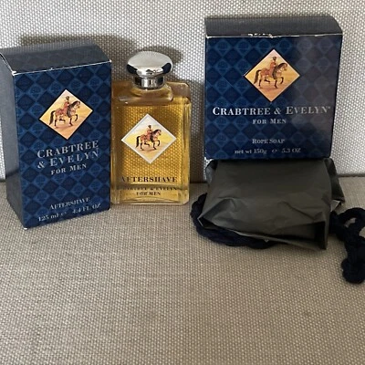 LOTE pós-barba Crabtree & Evelyn Apres Rassage 125 ml e sabonete de corda novo na caixa raro - Imagem 1 de 4