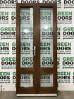 FRENCH DOORS THIN NARROW WOODEN EXTERNAL USED WOOD TIMBER LEADED HALF PANEL LITE