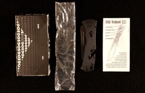 *Discontinued* Rare NEW SOG TF-7 Trident Folder Tanto Assist Black Deep Carry - Picture 1 of 10