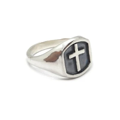 Genuine Sterling Silver Men Ring Latin Cross Solid Stamped 925 Comfort Fit - Image 1 of 4