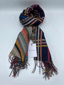 Paul Smith SWIRL check tartan Wool and Cashmere SCARF in bag *Made in Italy* - Picture 1 of 21