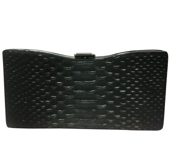 Coach Madison Glitter Python Frame Clutch Black 26332