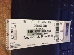 Boleto de boleto de los Washington Nationals vs Chicago Cubs 2016 6/14 - Imagen 1 de 1