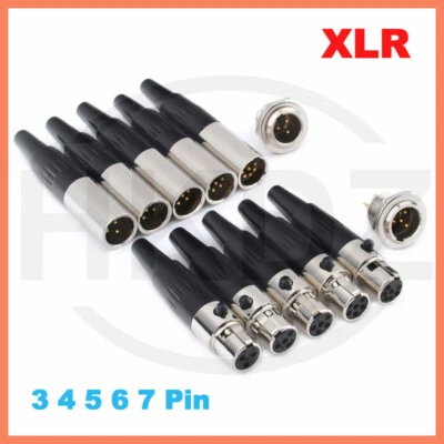 Mini XLR 3 4 5 6 7 Pin Plug Socket Connector Male Female Microphone MIC Audio - Image 1 of 4