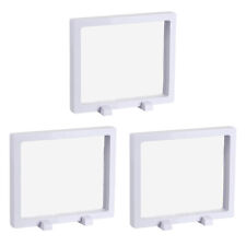 Floating Thin Film Display Box with Base 14cm x 14cm x 2cm White Pack of 3