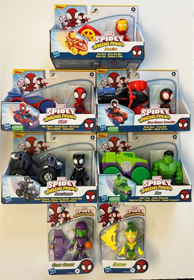 Playskool Heroes SPIDEY AND FRIENDS Marvel Heroes con Vehículos, G Goblin y Electro Foto 1 de 1