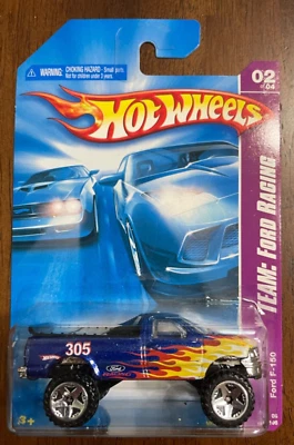 2008 Hot Wheels Ford F-150 Truck Team: Ford Racing 142/196 Blue w/Flames #2/4 - Image 1 of 2