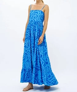 Oliphant Ashbury Smocked Back Maxi Dress Womens Size XS Wedding Guest Resortwear - Picture 1 of 9