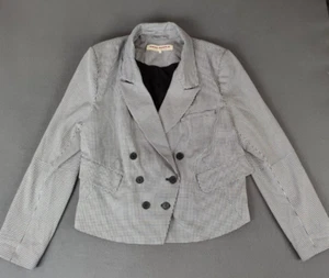 Free People Women's Betty Blazer Hounds Tooth Print Black & White XL NWOT - Picture 1 of 17