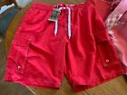 Mens Cargo Bay Swim Shorts -  Size L *Brand New bright red polyester 79