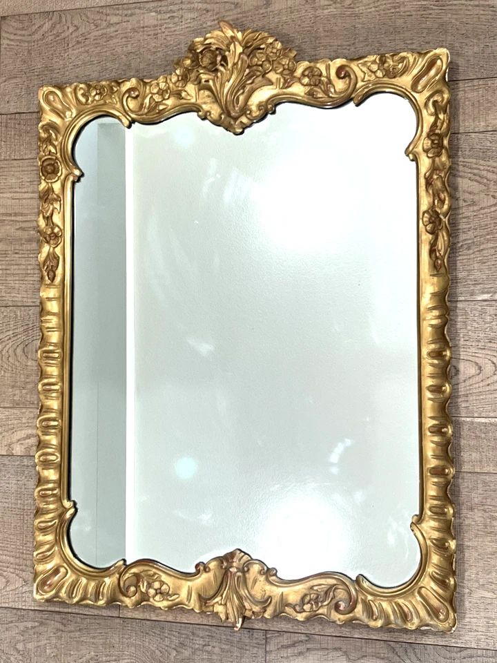 Antique Carved Wood Regency Rococo Style Gold Wall Mirror 23 x 32 - Image 1 of 4