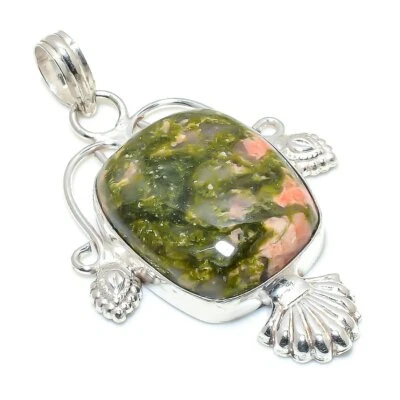 Unakit Edelstein Handarbeit 925 Sterlingsilber Antik Schmuck Anhänger 2,36" h380 - Bild 1 von 4