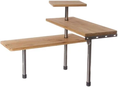 Mensola Scaffale Angolare per Cucina 3 Ripiani Legno Bambù Struttura in Acciaio  - Immagine 1 di 4