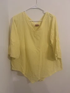 Women's Oh My Gauze Yellow Asymmetrical Cotton Tunic Top Size 3 - Picture 1 of 6