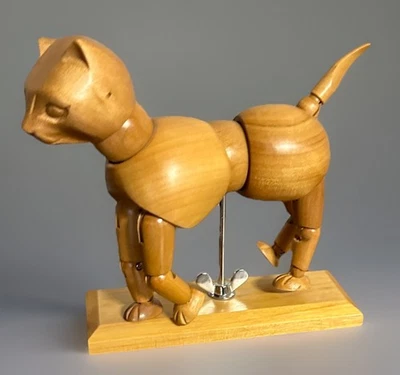 Articulated Wooden Cat/Kitten Artist Posable Jointed Model Mannequin - Image 1 of 4