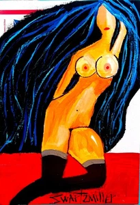 High Priority LADY NUDE POP ART PAINTING upcycled Original SWARTZMILLER DNA wall - Picture 1 of 20