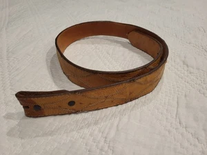 Cintura Justin originale struzzo taglia 32 ricamata regolabile senza fibbia cintura marrone - Foto 1 di 9