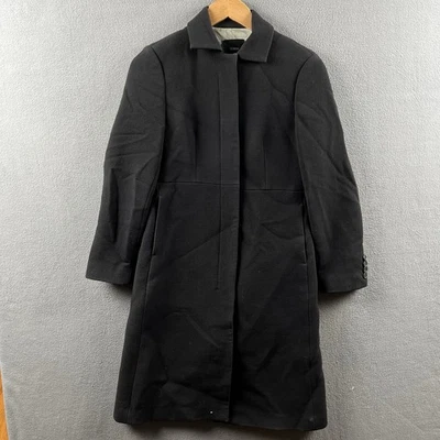 Abrigo J Crew para mujer P2 negro de lana forrado largo gabardina abrigo de guisante abrigo vintage Foto 1 de 4