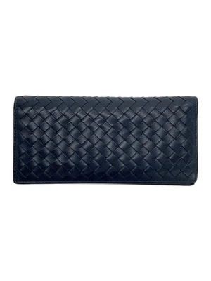 Cartera larga BOTTEGA VENETA de cuero azul marino lisa para hombre Foto 1 de 4