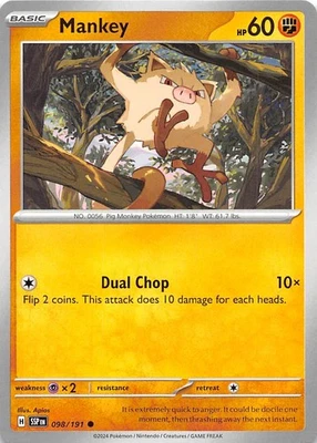 Mankey 098/191 SV08: Surging Sparks Pokemon 012095 - Image 1 of 2