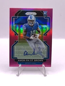 2021 Panini Prizm Amon-Ra St. Brown Rookie Auto Pink Prizm Lions #358 - Foto 1 di 2