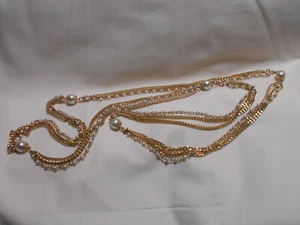 Vintage Sarah Conventry Gold & Pearl Necklace - Picture 1 of 4
