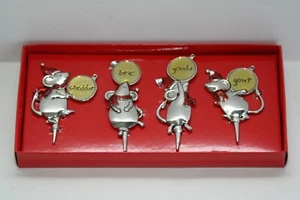 Ganz Mouse Christmas Holiday Cheese Marker Spike Set Cheddar Brie Gouda Goat - Picture 1 of 2