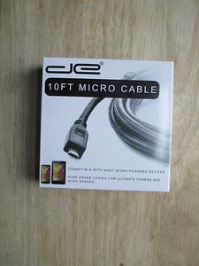 Micro Cable 10ft Fits Most Micro Devices ultimate charge and sync speeds - Picture 1 of 2