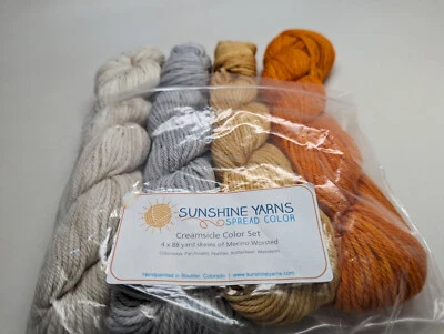 4 Gradient Sunshine Creamsicle Set 100% SW Merino Worsted 4x88 yard skeins - Image 1 of 2