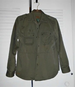 LAUREN ARMY STYLE SNAP BUTTON GREEN SHIRT JACKET [ Size M] Heavy Duty - Bild 1 von 8
