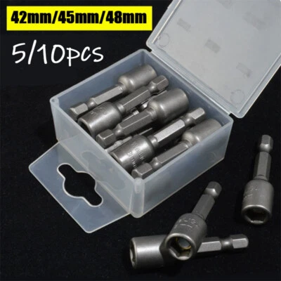 5/10PCS 1/4" Hex Drive Magnetic Socket 8mm Nut Bolt Impact Drill Bit 42mm-48mm - Image 1 of 4