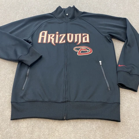 Arizona Diamondbacks Jacket Mens Small Nike Black Full Zip Embroidered Logo Cover