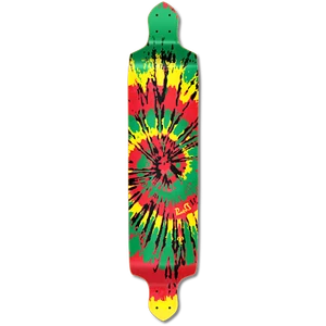 Yocaher Drop Down Longboard Deck - Tiedye Rasta (NUR DECK) - Bild 1 von 6
