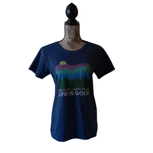 Life Is Good "My Happy Place" women's navy short-sleeve graphic t-shirt size... - Picture 1 of 10