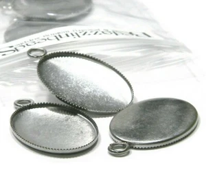 4 Dijes Colgantes Copa Bisel Ovalado Quirúrgico 304 Acero Inoxidable Plata 18mm x 25mm - Imagen 1 de 1