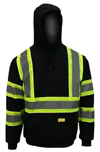 NY York Hi-Viz Workwear H8313 Men's ANSI Class 1 Hi-Viz Sweatshirt, Hooded - Picture 1 of 4