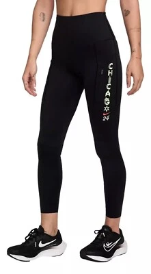 Womens Nike 2024 Chicago Marathon Go 7/8 Leggings Black Multi Sizes FV6189-010 - Image 1 of 4