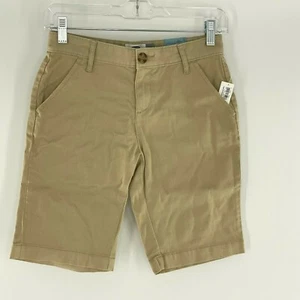 Old Navy Uniform Shorts Bermuda Adjustable Waist Stretch Khaki Jean Girl 16 - Picture 1 of 6