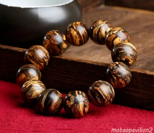 20mm Nha Trang 黑棋楠沉香 Wild Agarwood Bracelet Aloewood Mala Meditation Prayer Bead - Picture 1 of 10