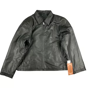 Victory Sportswear Mens 100% Genuine Leather Retro Jacket Black L - Picture 1 of 7