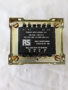 RS Components Chassis Mount Mains Transformer 100VA Output 0-15 0-15 Volts - Picture 1 of 3
