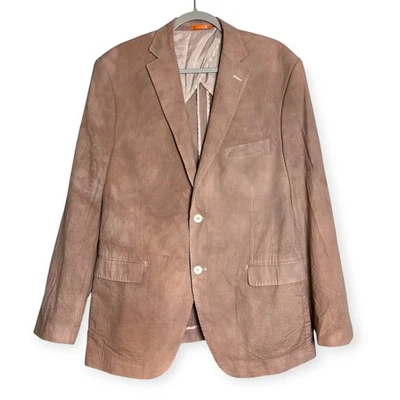 Bianco Brioni 独特领带染料西装外套 44R 棕褐色夹克意大利婚礼圣诞礼物 — 第 1/4 张图片