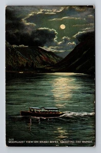 OR-Oregón, vista a la luz de la luna sobre el río Snake, disparando a los rápidos, postal de colección - Imagen 1 de 2